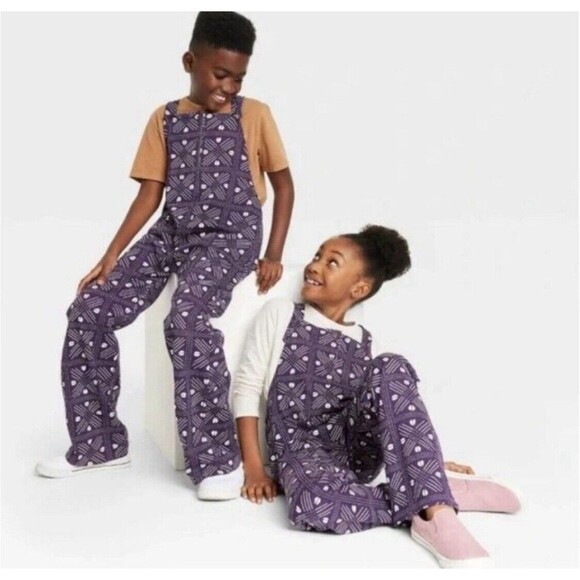 Ade + Ayo Black History Month Size Large 12-14 Overalls - Purple Abstract - Picture 16 of 16